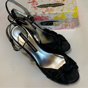 Chinese Laundry Black Satin Heels